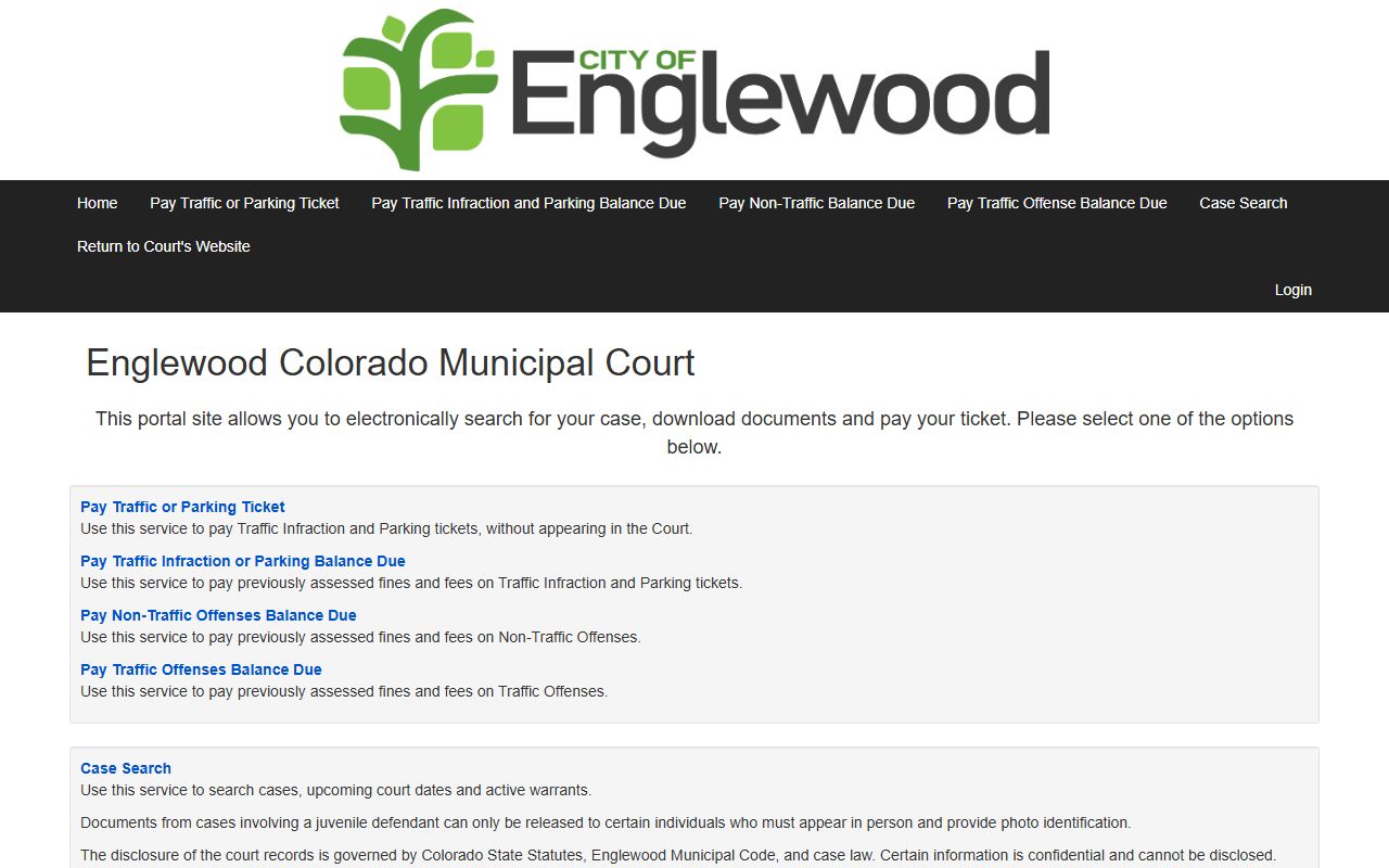 Englewood Municipal Court portal for online services