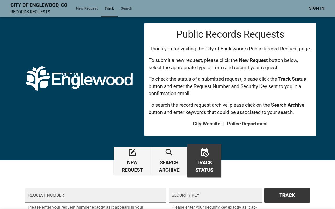 Englewood public records portal for general document requests