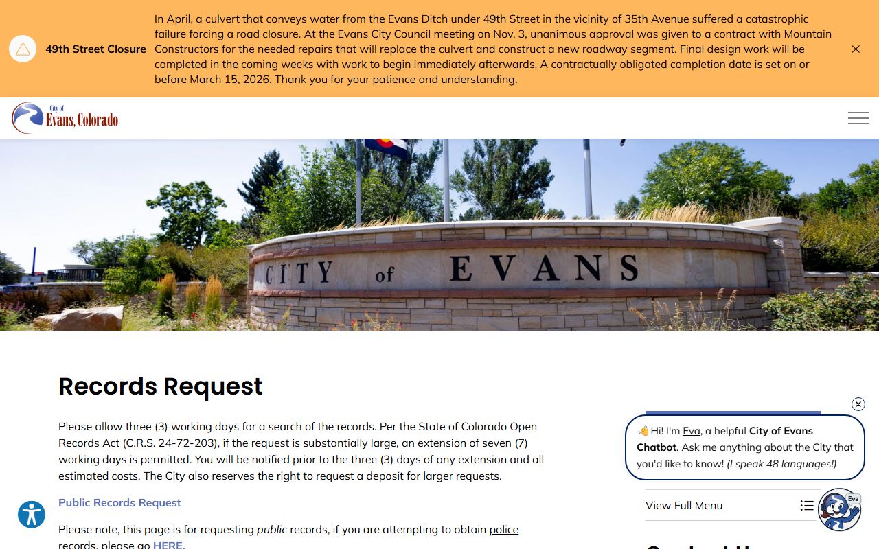 Evans records request system for city documents