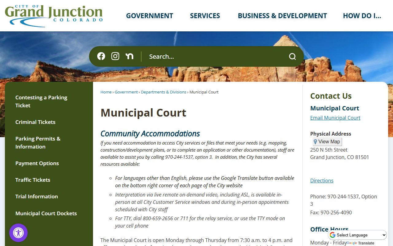 Grand Junction Municipal Court building for local violations