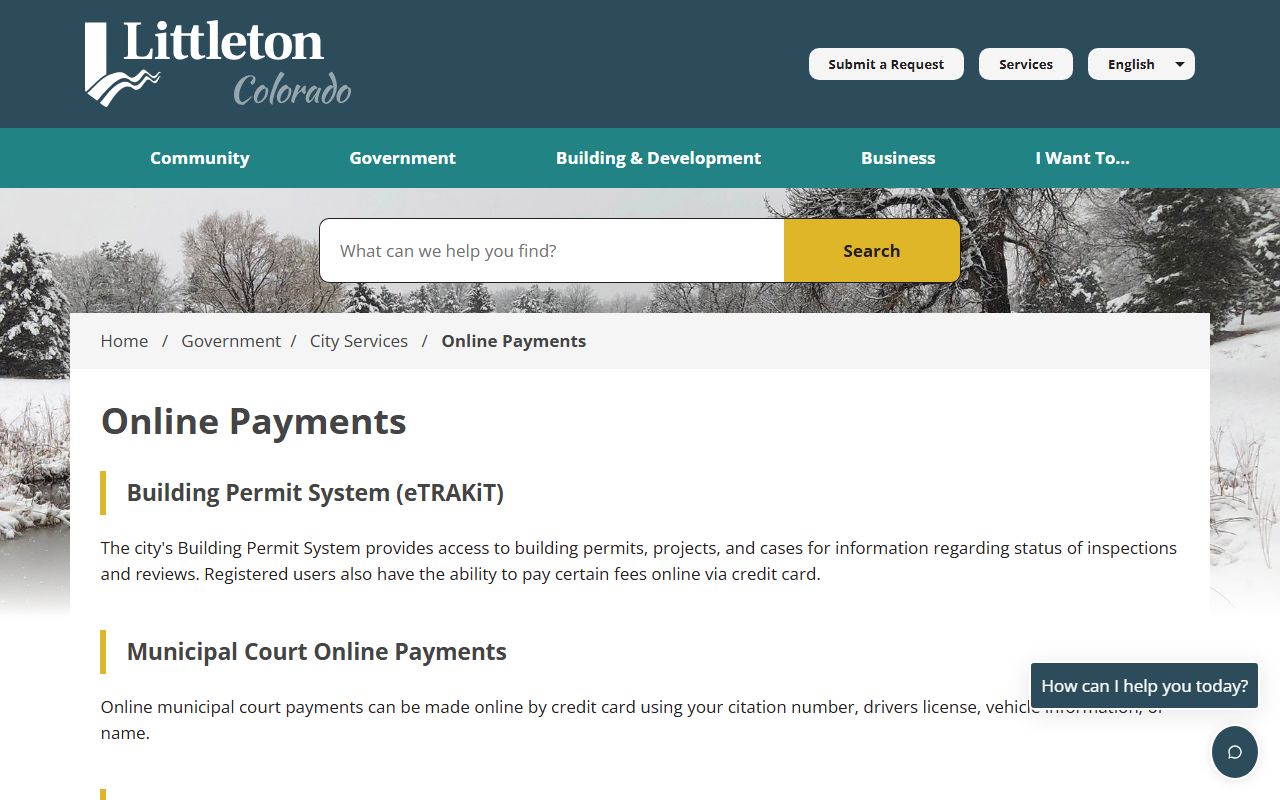 Littleton online payments system for municipal fines