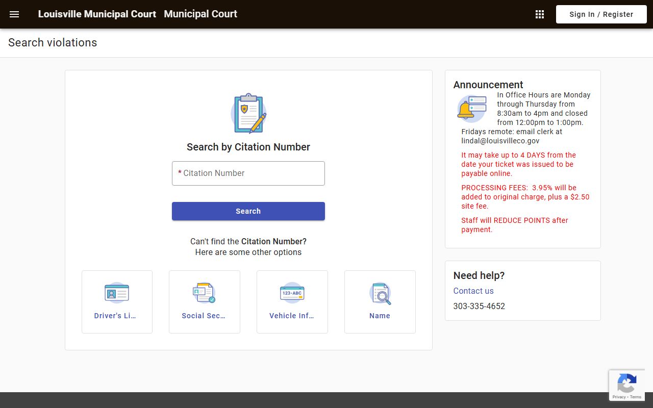 Louisville Municipal Court payment portal for city court services
