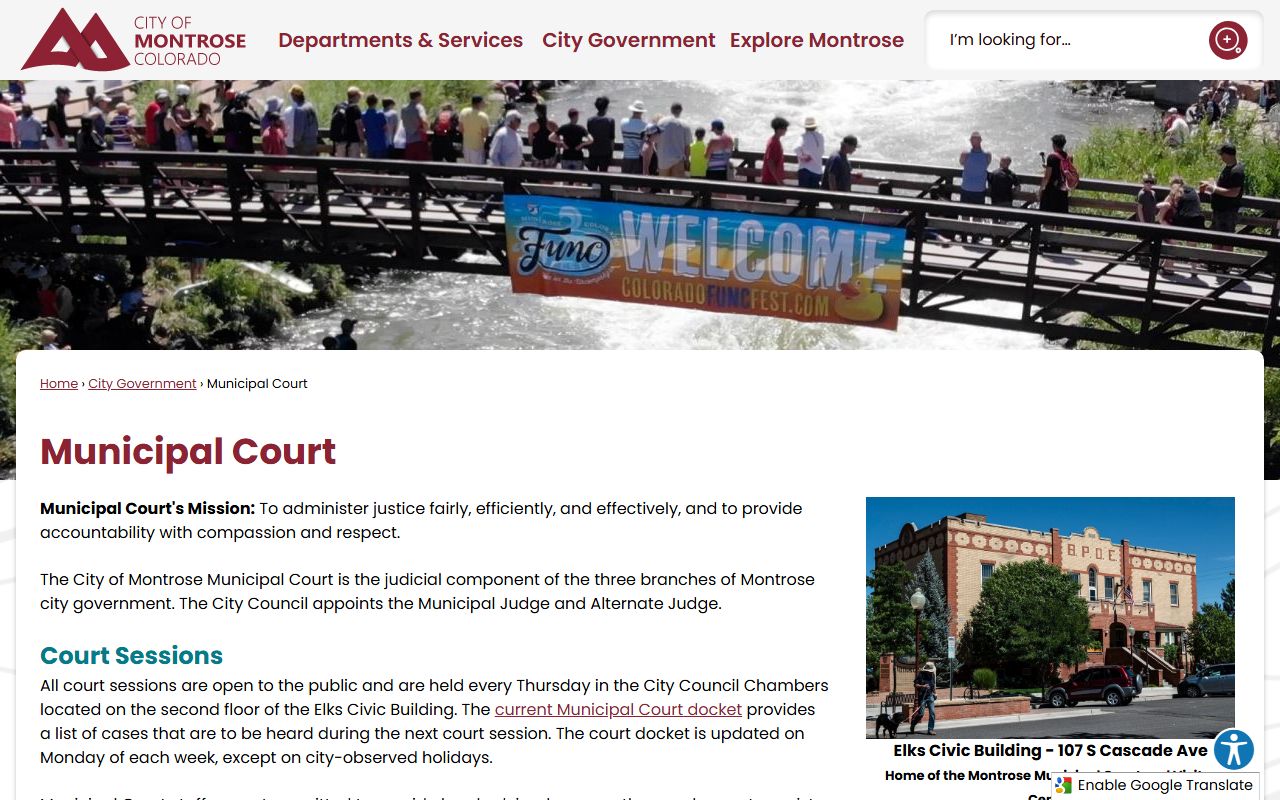 Montrose Municipal Court building exterior for city legal matters