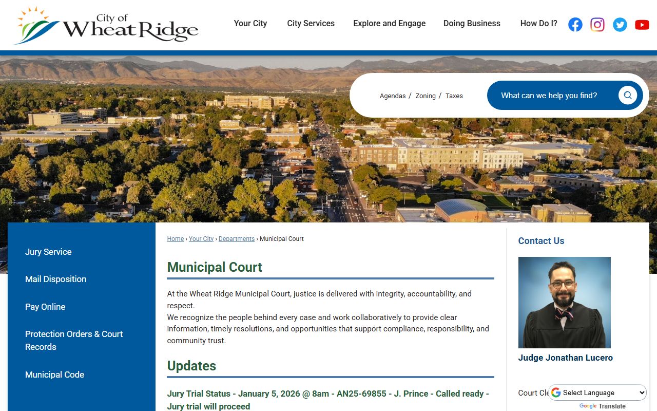 Wheat Ridge Municipal Court services and information for residents