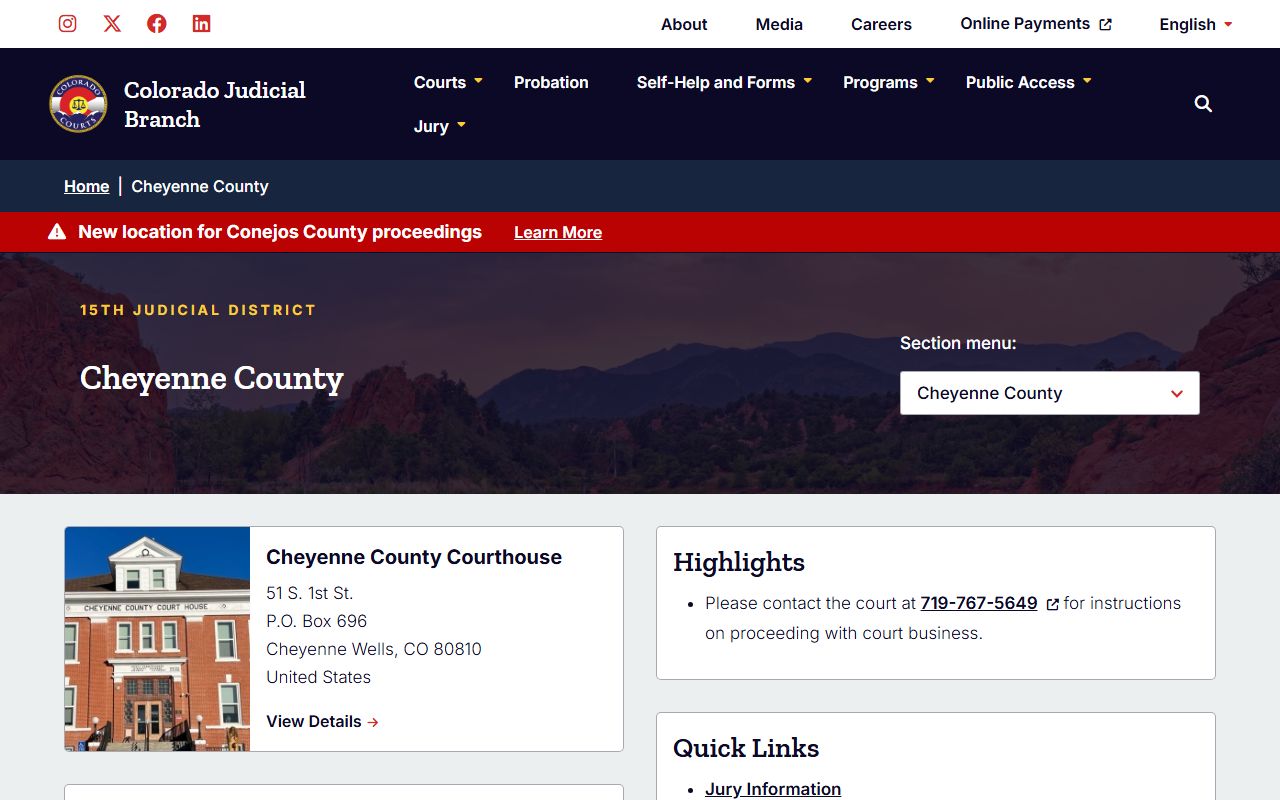 Cheyenne County Trial Court building for probate records access