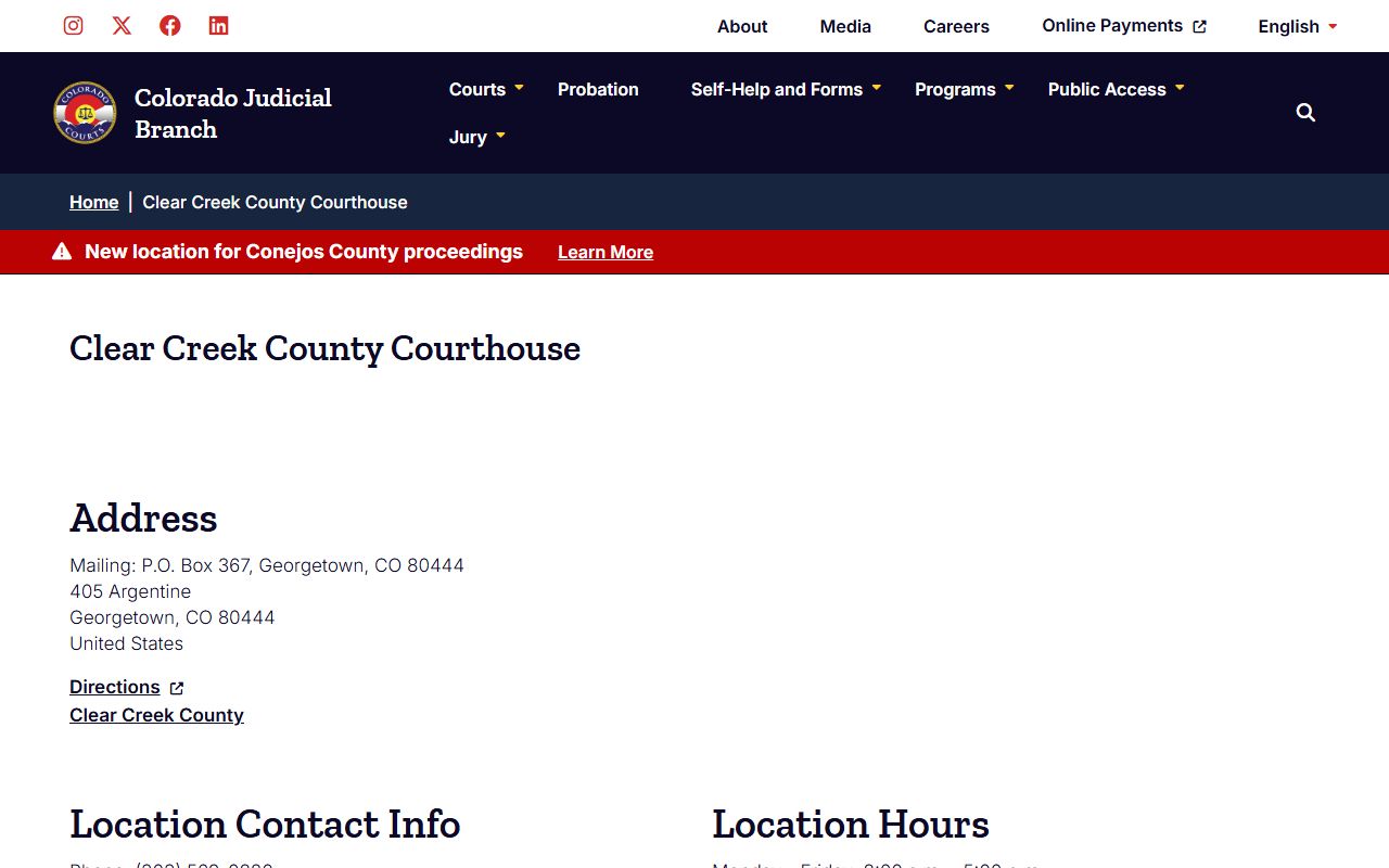 Clear Creek County Courthouse building in Georgetown Colorado