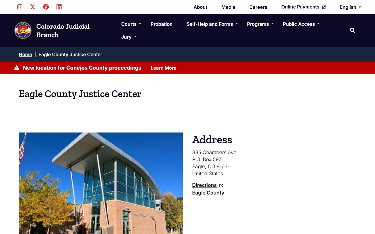 Eagle County Justice Center main entrance and public areas