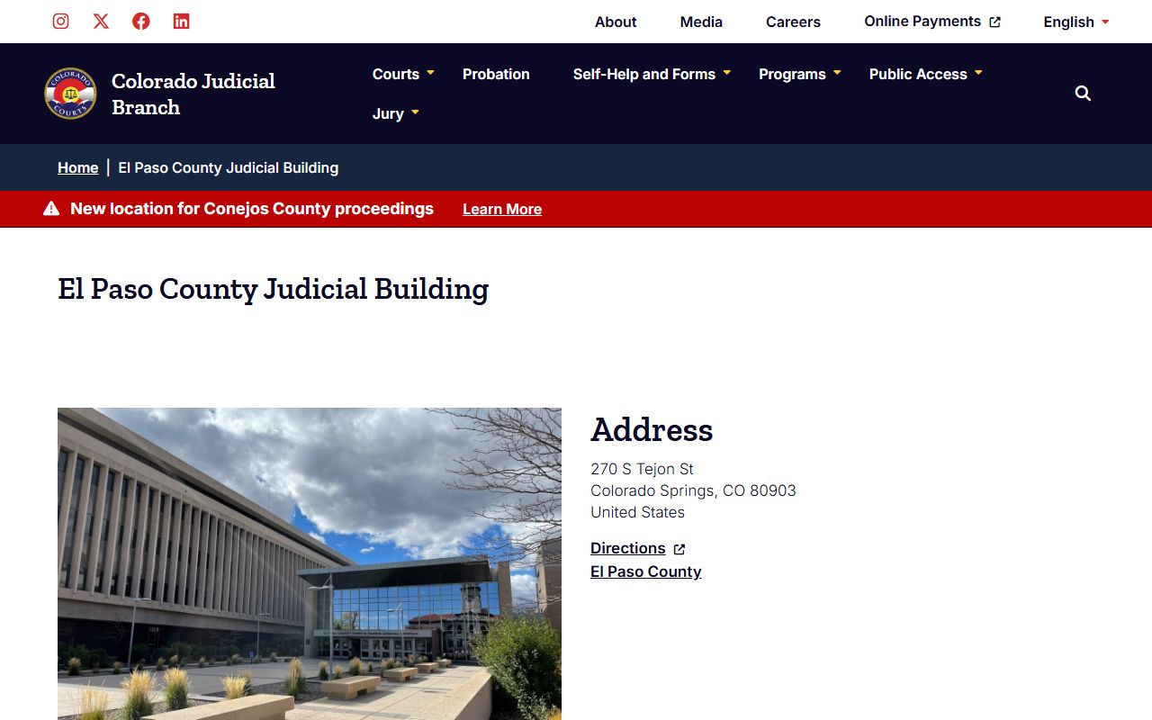 El Paso County Judicial Building main entrance