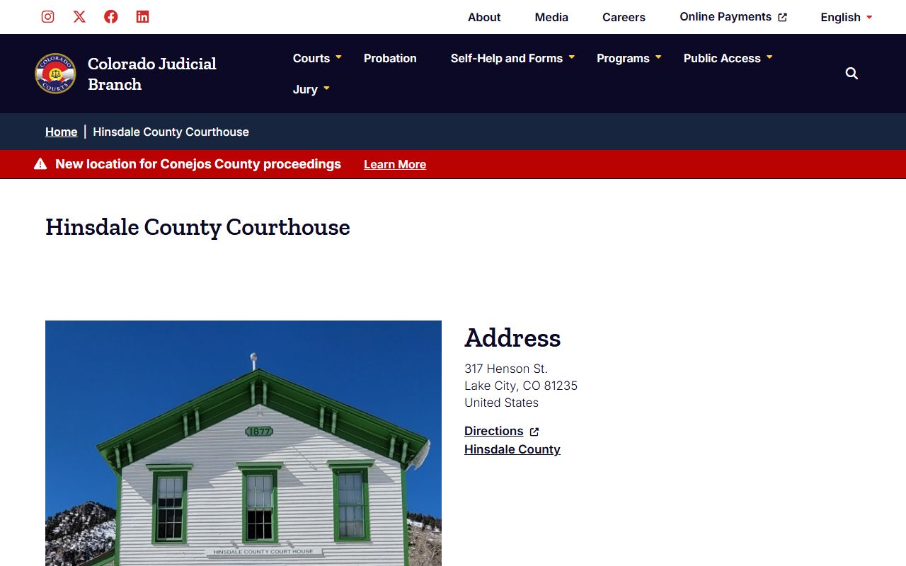 Hinsdale County Courthouse exterior and grounds