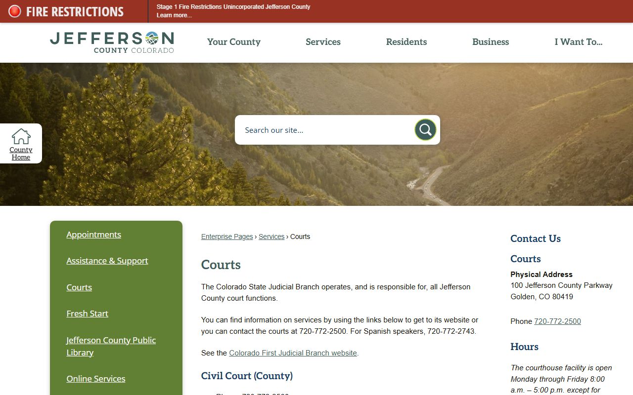 Jefferson County courts public services and access areas