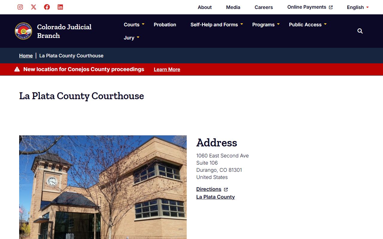 La Plata County Courthouse building in Durango