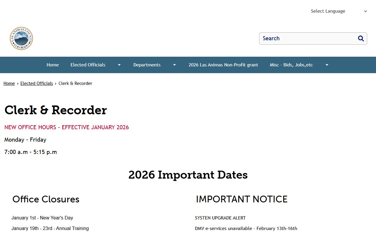 Las Animas County Clerk and Recorder