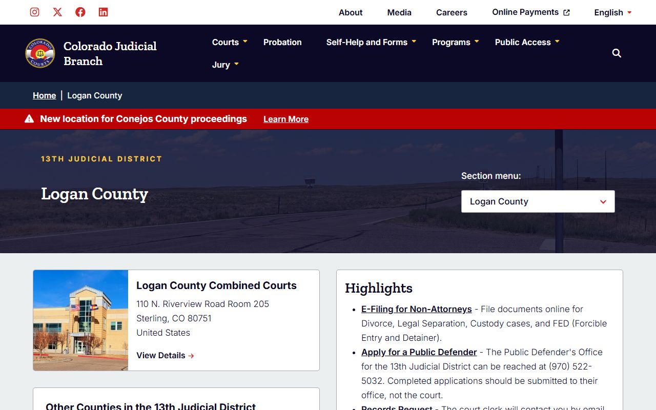 Logan County trial court building in Sterling