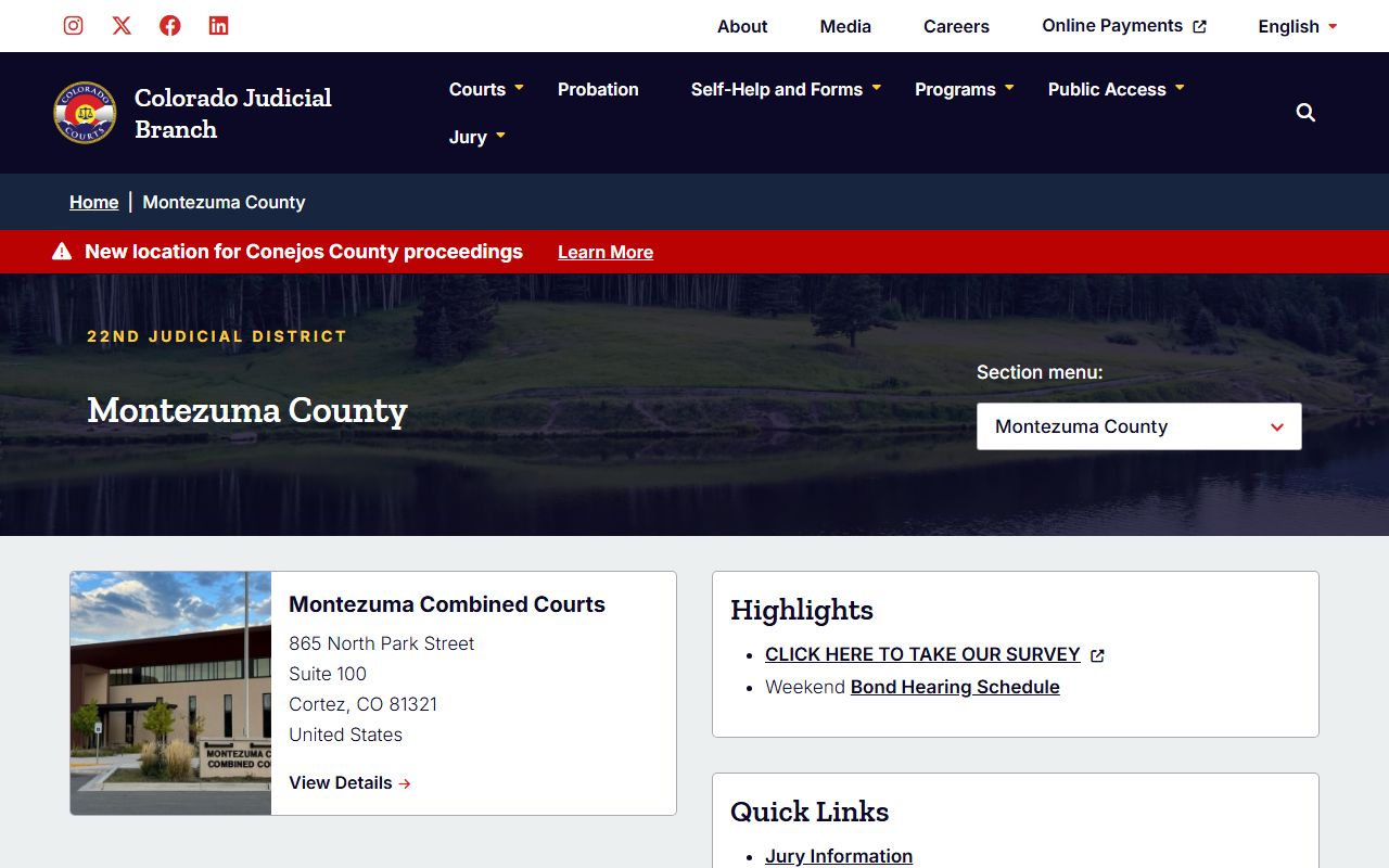 Montezuma County trial court probate office