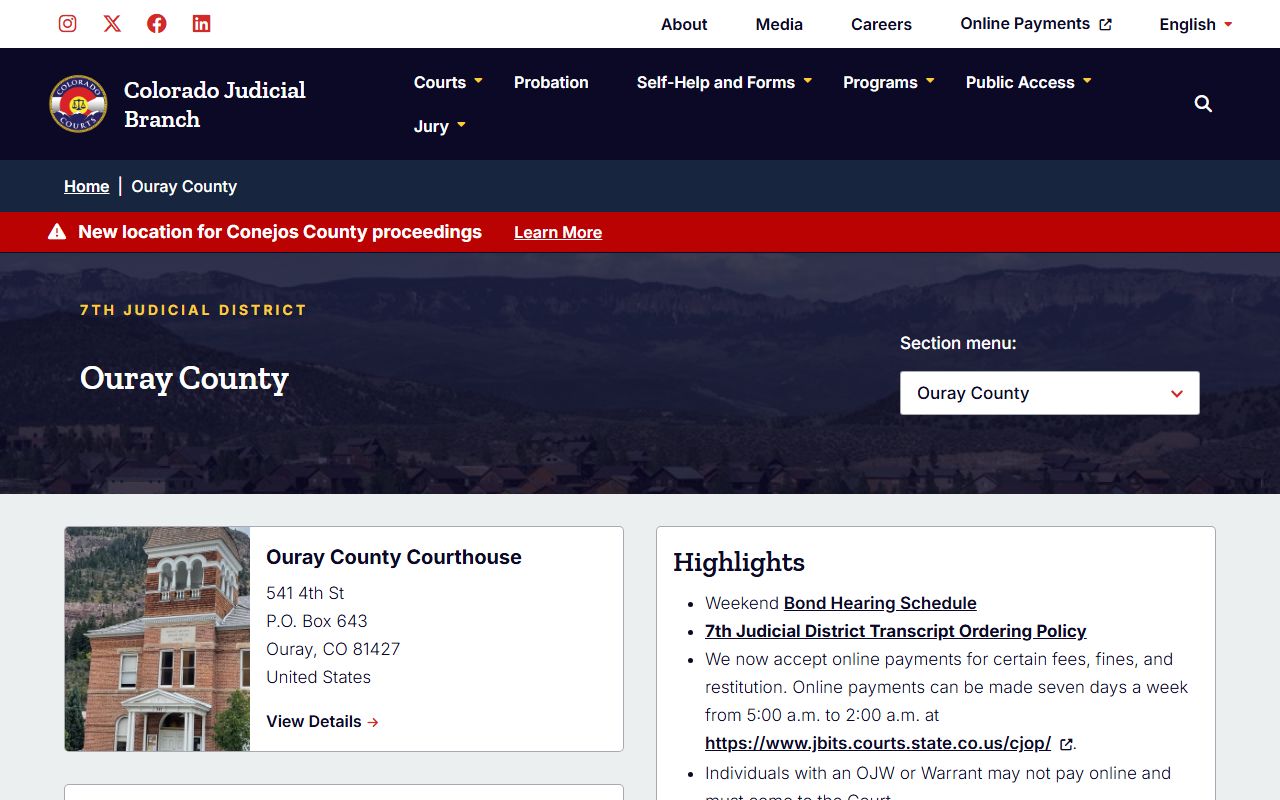 Ouray County trial court building