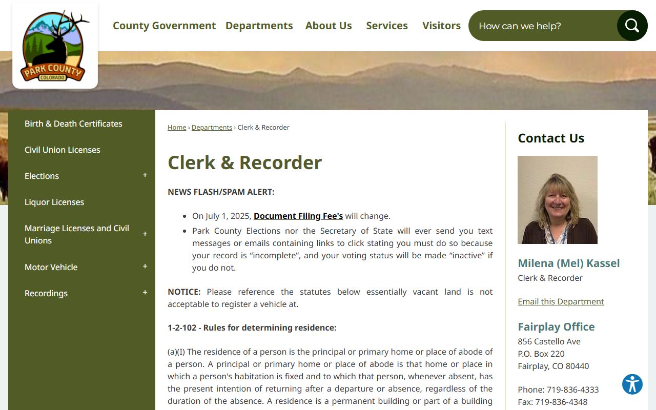 Park County Clerk and Recorder office