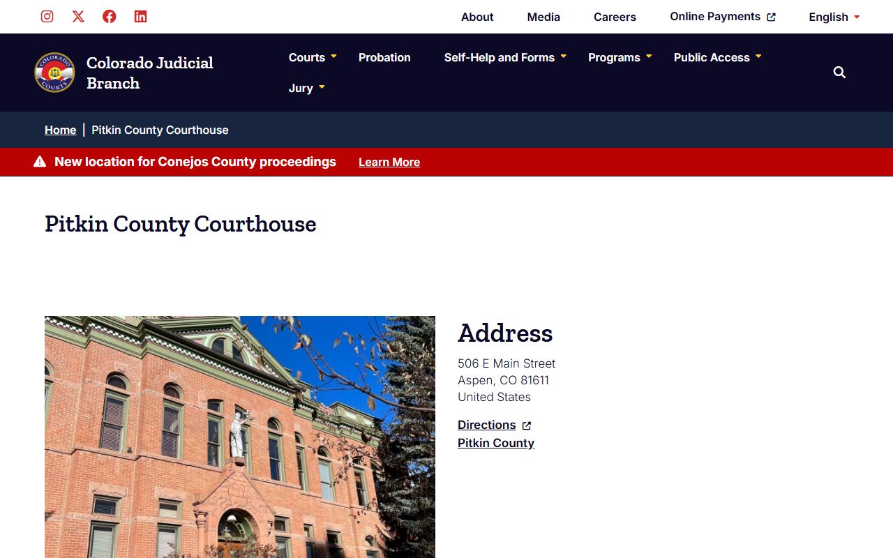 Pitkin County courthouse building in Aspen Colorado