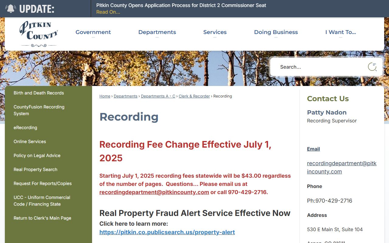 Pitkin County recording office for official documents