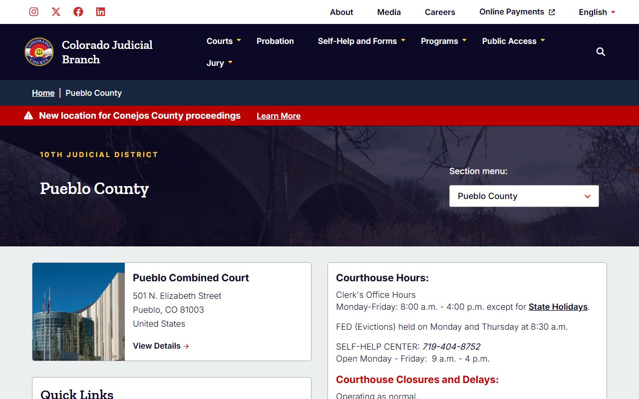 Pueblo County trial court building exterior