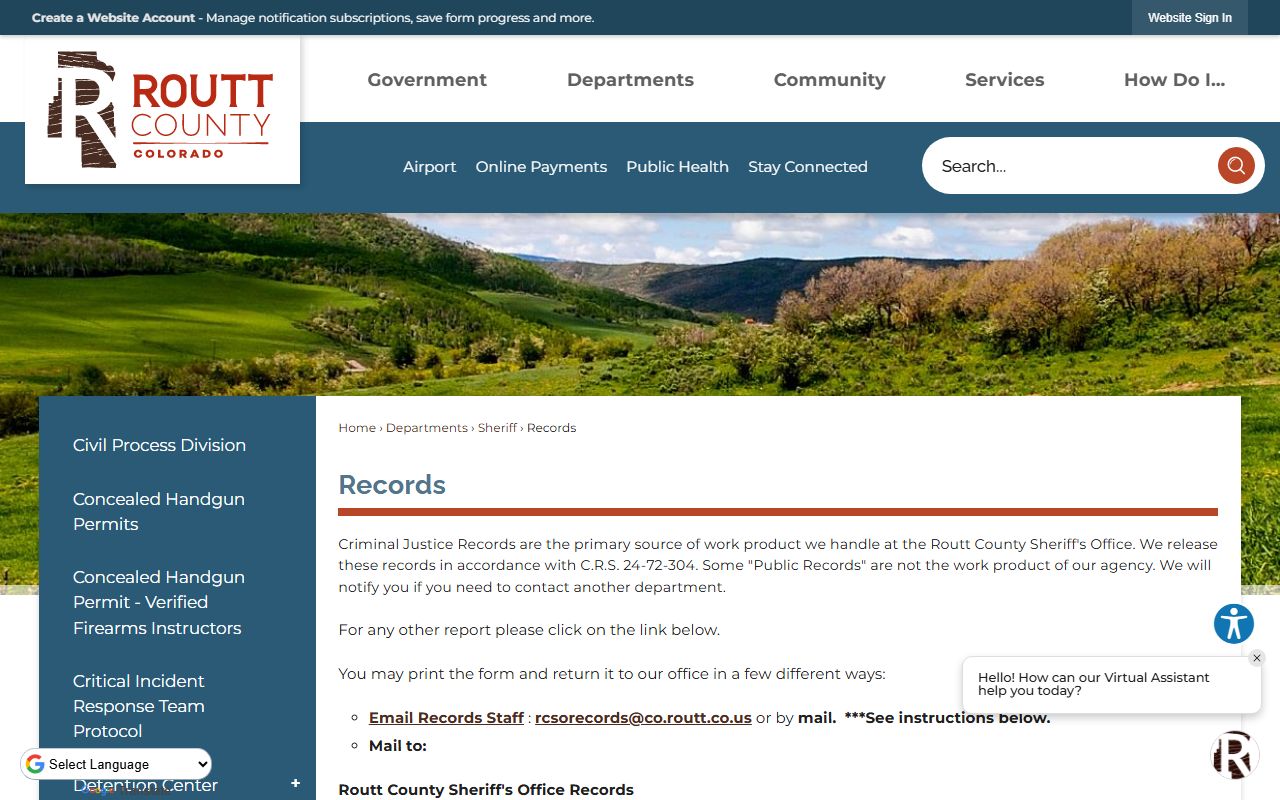 Routt County records office and public access area