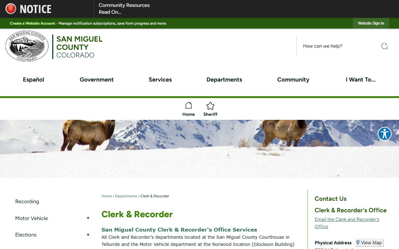 San Miguel County Clerk and Recorder office