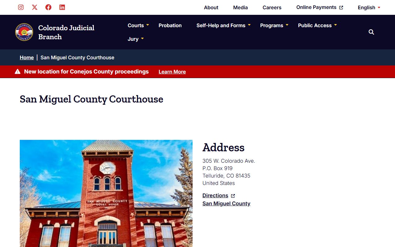 San Miguel County courthouse building in Telluride