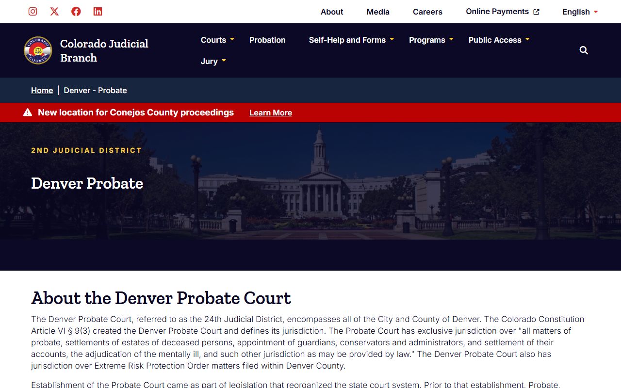 Denver Probate Court interior offices and filing area